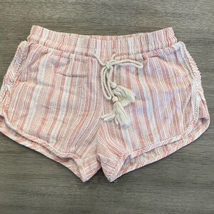 Cape Juby Pink and White Striped High Waist Shorts